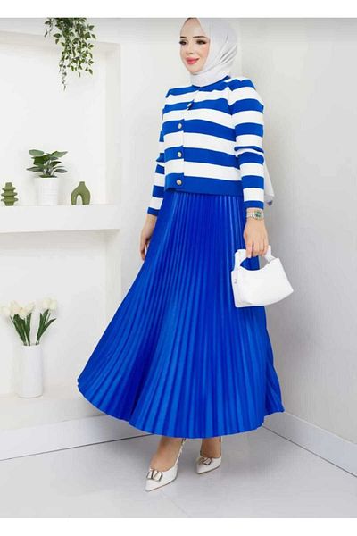 Birru Butik Fusta plisată elastică cu aspect de piele pentru femei