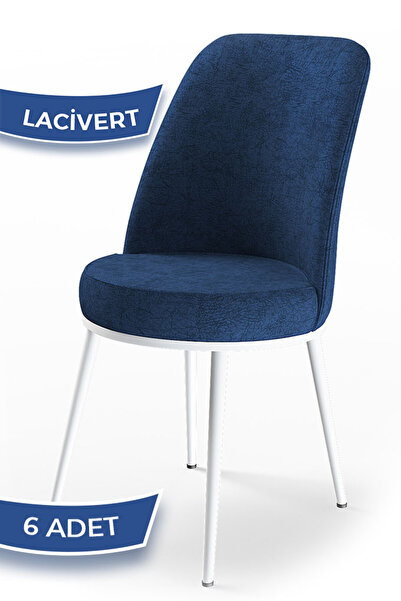 Canisa Dexa Serisi, Üst Kalite Mutfak Sandalyesi, 6 Adet Lacivert Sandalye, M...
