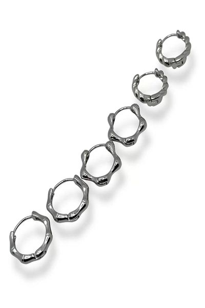 Vitastyle Set of 6 Steel Drop, Curb and Twist Earrings