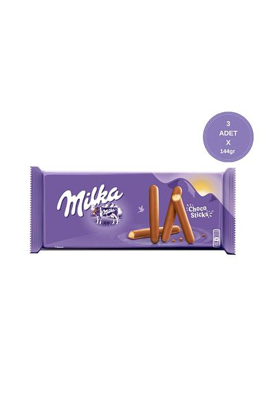 Milka Lila Stix Biscuit with Chocolate Coating 144 Gr - 3 Pieces