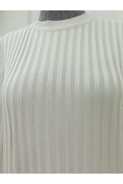 Modamorfo Πλεκτό με ραβδώσεις Crew Neck Tunik -Taş