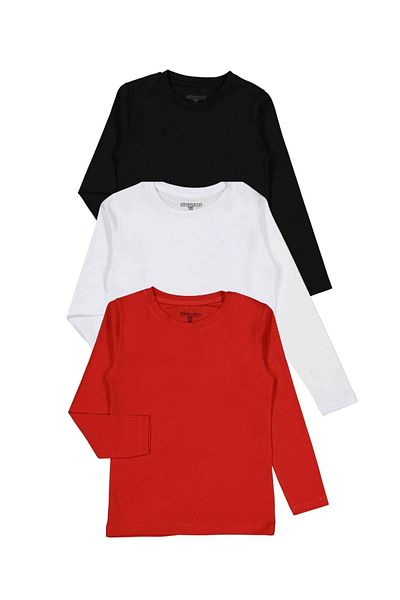 Divonette Unisex Long Sleeve 3-Piece Set Solid Color T-Shirt - Girl Boy
