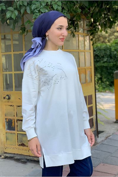 Moda Rosa ECRU 24Y4343 - Jewelled Zimba Printed Sweat