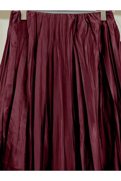 Modamorfo Fusta din satin cu talie elastică - Bordeaux