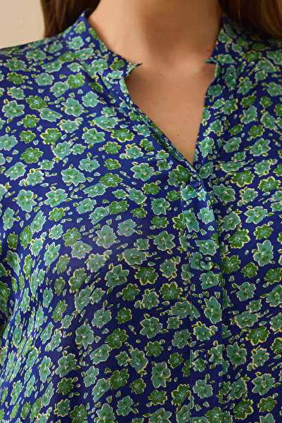 Gala-Xi Galaxi γυναικείο μακρύ φόρεμα με κουμπιά με λουλούδια 4001 πράσινο