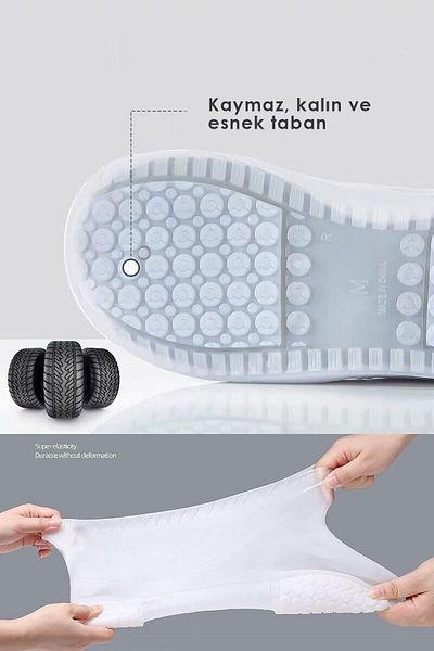 TechnoSmart Grey - Ultra Flexible Silicone Rain Protective Shoe Cover Sole Reinforcement Waterproof XL 43-46