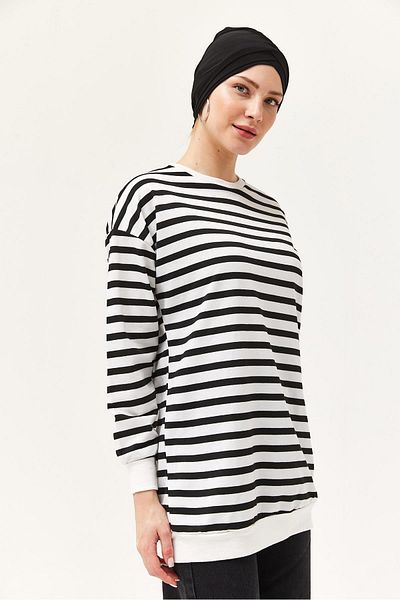 CALİENTE Striped Oversize Tunic Black