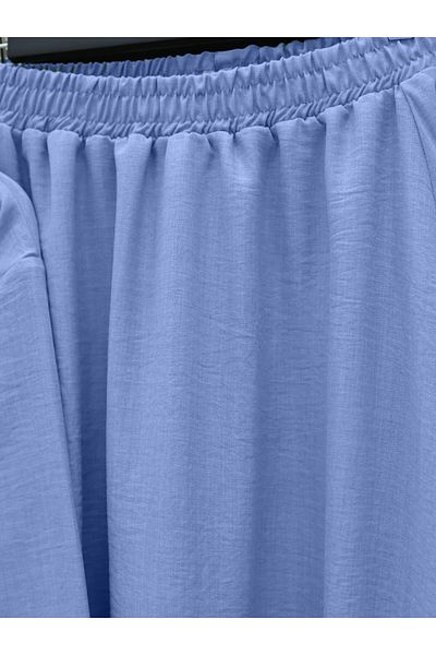 Modamorfo Linen Suit with Lace-Up Front and Elastic Waist Skirt - Light Blue