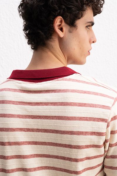 GIESTO ΚΟΚΚΙΝΟ T-SHIRT ΡΙΓΕΣ POLO ΛΑΜΠΑ