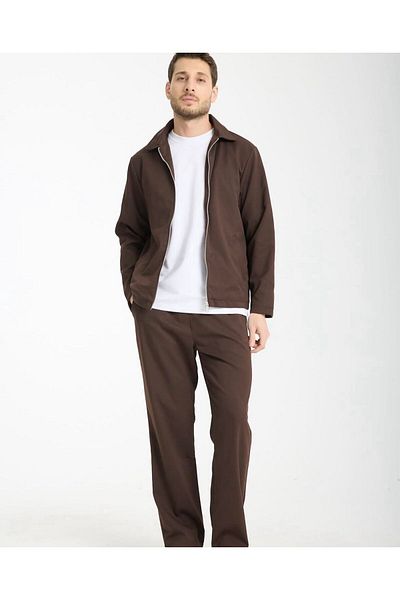 sunfyre Men's Regular Fit Lace up Baggy Pants Zippered Lined Seasonal Jacket Set