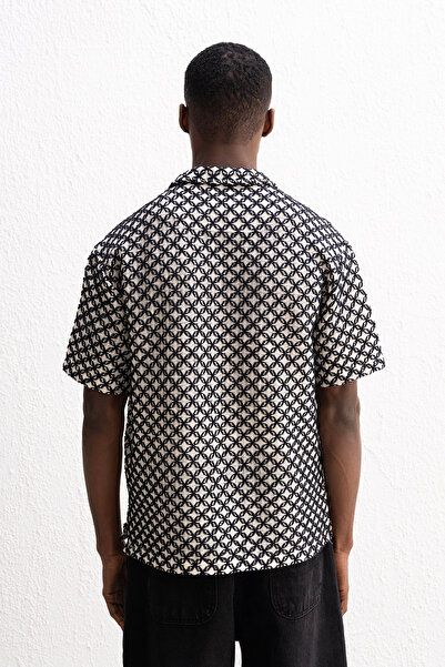 GIESTO Μαύρο πουκάμισο με υφή