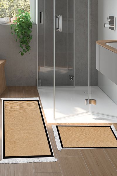 Alanur Home Σετ Τουαλέτας Djt Star Leather Fringed Αντιολισθητική Βάση E5001
