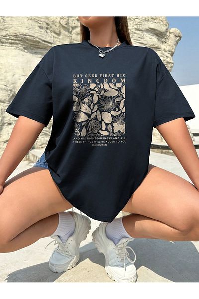 uyguntarz Tricou cu design imprimat But Seek First His Kingdom