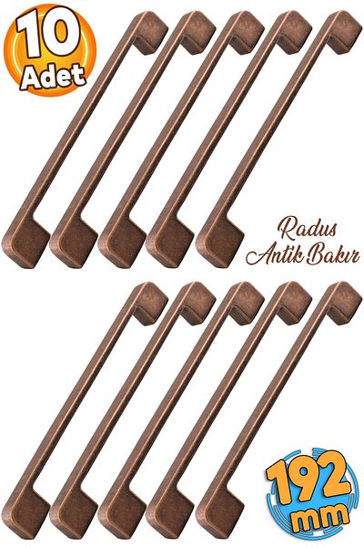 Badem10 Radus antic cupru antic 192 mm mobilier metalic bucătărie sertar dulap mâner mâner 10 buc