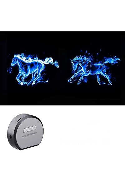 DemirciStore 1 Adet Mavi At Araba Motor Kapı Altı Logo Led Işık