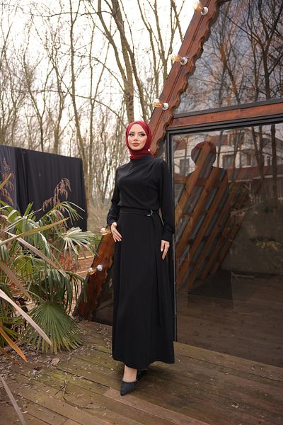 Esre Store 4509 L3 Black Hijab Double Suit