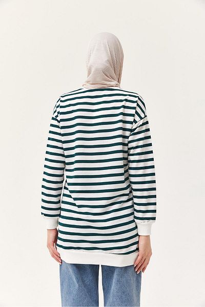 CALİENTE Striped Oversize Tunic Green