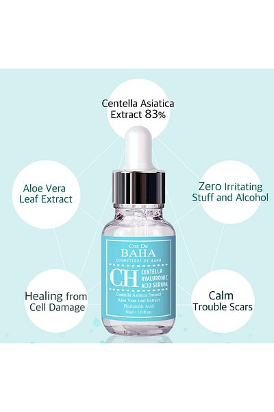 Cos De Baha Centella Asiatica Serum with Aloe & Green Tea - Soothing Hydrating Face Serum, 1 Fl Oz