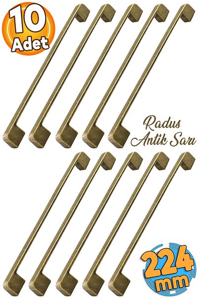 Badem10 Radus Antique Antique Galben 224 Mm Mobilier Metal Bucătărie Sertar Dulap Mâner Mâner 10 Bucăți