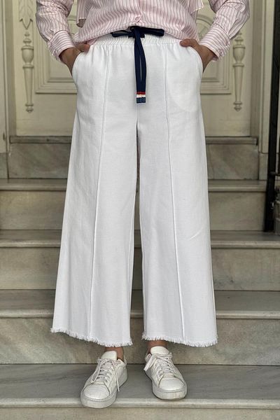 Kayra Pantaloni Ky-b25-79023 Alb