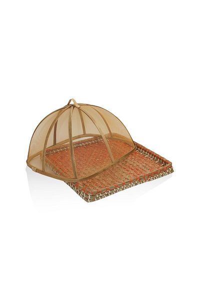 The Mia Transparent Bamboo Wicker Tray 32X32X18 cm