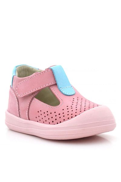 Rakerplus Shaun Genuine Leather Pink Blue Velcro Anatomical Baby Sandals