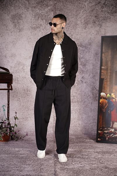 Butik Trend Biz Gabardine Fabric Regular Fit Snap Fastener Jacket and Pants Set