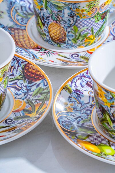 ACAR Capri Porcelain Coffee Cup Set for 6 People - 200 ml