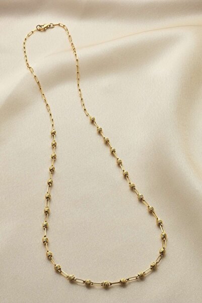 Uşaklıhafız kuyumculuk 14 Ayar Altın Dorika Top Detaylı Ataç Zincir Kadın Kolye