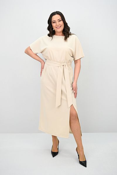 Koza Butik Women's Plus Size Short Sleeve Belted Dress 5297-25