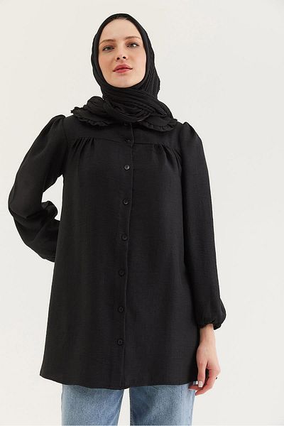 CALİENTE Baby Collar Shirt Tunic Black