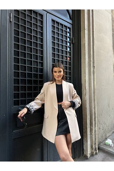 VOLT CLOTHİNG Gefütterte Blazerjacke für Damen mit Leopardenmuster
