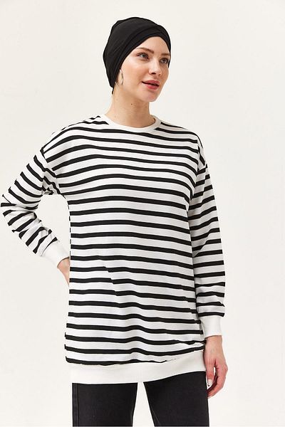 CALİENTE Striped Oversize Tunic Black