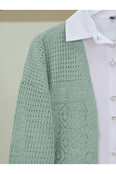 Modamorfo Openwork Seasonal Knitwear Cardigan -Mint
