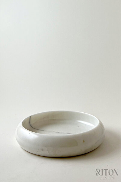 RİTON El Yapımı Mermer Yuvarlak Tabağı Sophia | Doğal Taşın Güzelliği ve Minimal