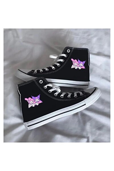 Halloween My Melody & Kuromi Baskılı Siyah Bilekli Spor Ayakkabı Çocuk Sneaker