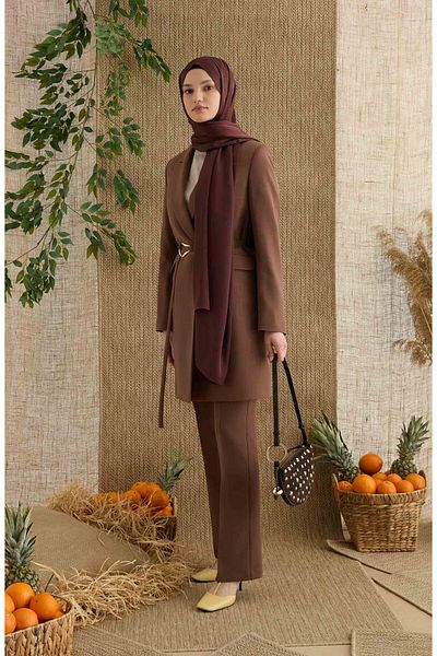 Fatma Atasoy Satin Bitter Brown Janjan Shawl