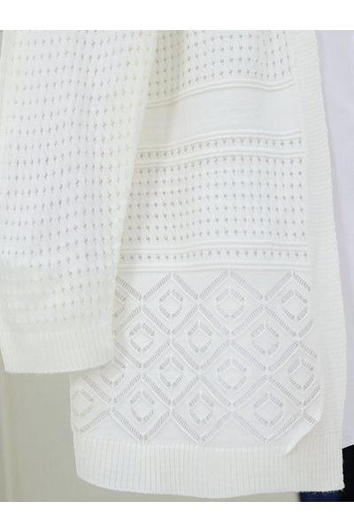 Modamorfo Cardigan de tricotaj sezonier ajurat - Ecru
