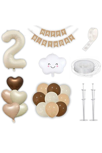 AyfaStore 2 yaş Yaş Retro Doğum Günü Parti Seti–krem Rakam Folyo, Kraft Banne...