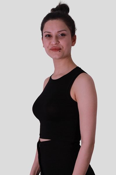 trender Crop Black Women's Sleeveless T-Shirt 587-04