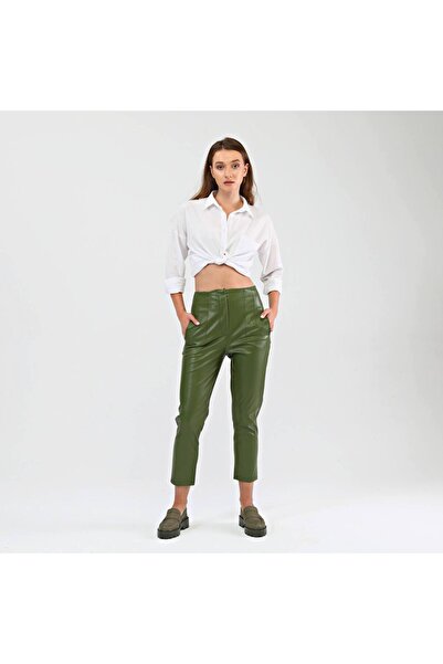 Seyhan Eraslan Yüksek Bel Deri Pantalon