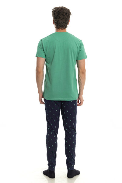 M MOONCOVER Mooncover Men's Cotton Pajama Set – Palm Tree Pattern Green