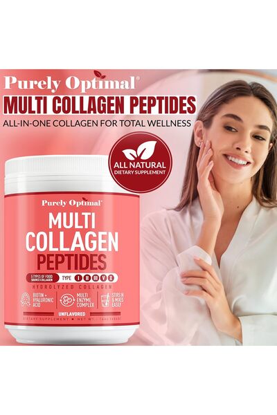 Purely Optimal Collagen Peptides Powder with Biotin & Hyaluronic Acid - Unflavored, 42 Servings