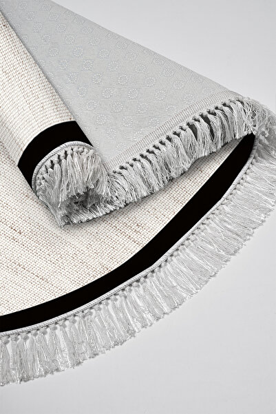 Alanur Home Kaymaz Taban Djt Banyo Mutfak Salon Halı  Trend Saçaklı Oval Dokuma Desen E5001