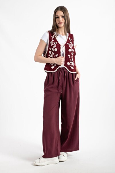 Hatun Atila Hatunatila Ethnic Pattern Lace up Front Süzene Knitted Sweater Vest