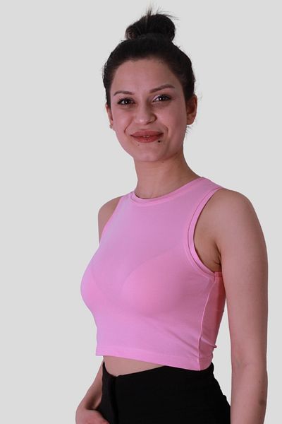 trender Crop Pink Women's Sleeveless T-Shirt 587-04