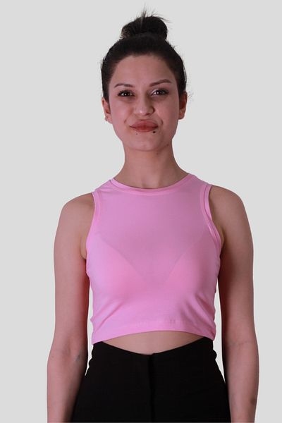 trender Crop Pink Women's Sleeveless T-Shirt 587-04