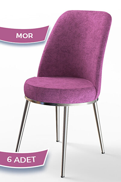Canisa Concept Dexa Serisi Mor Renk 6 Adet Sandalye, Renk Mor, Ayaklar Krom