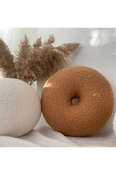 Cherry Bloom Cotton Bohemian 2-Piece Donut and Pyramid Teddy Plush Pillow