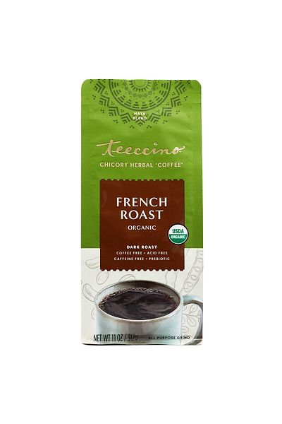 Teeccino Maya Herbal Coffee Caffe Dark Roast French Roast Organic 11 oz.